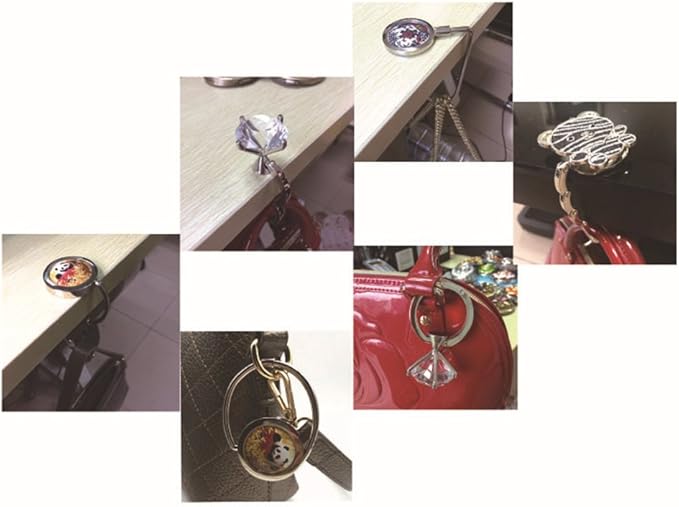 Multiple Hearts Style Premium Foldable Handbag Bag Purse Hanger Table Hook Holder (Blue)