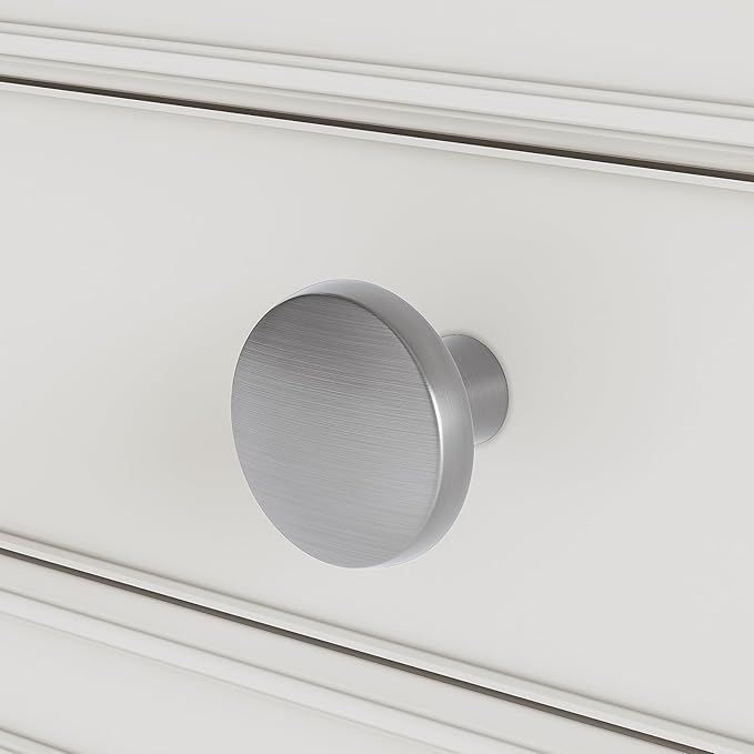 homdiy 5 Pack Brushed Nickel Cabinet Knobs Round Kitchen Handles Zinc Alloy Metal Hardware for Dresser Drawer Desk Cupboard