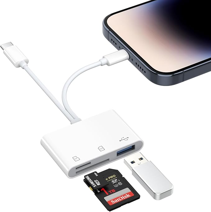 MoKo SD Card Reader for iPhone/iPad, USB C Memory Card Reader with SD/TF Card Slots USB OTG Camera Adapter, USBC Dual-Connector to Micro SD/SD/USB3.0 Card Reader for iPhone/iPad/MacBook/Samsung/Google
