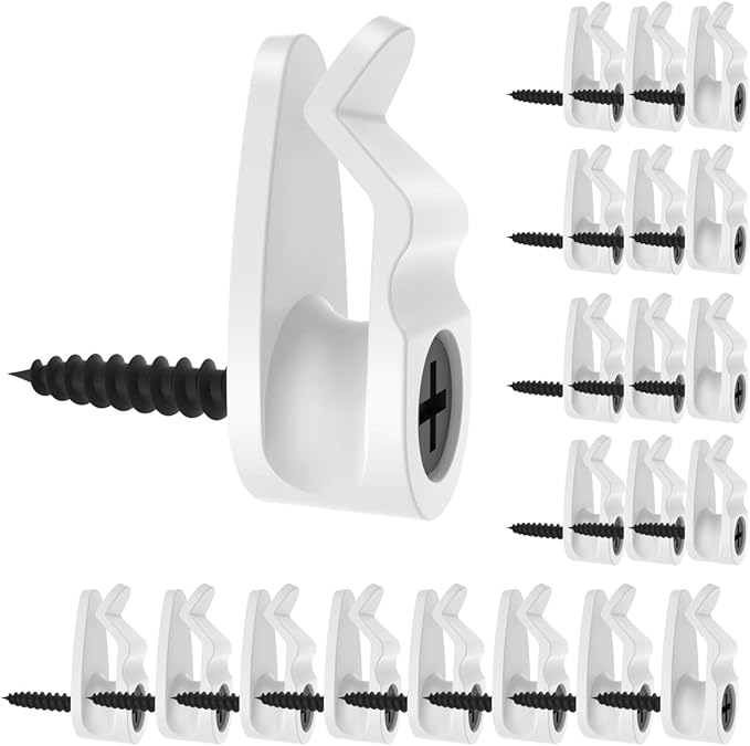 GEZIDEA String Light Hanger Hooks,Screw in Hooks for Hanging Christmas Light,Led Fairy Led Light Clips,White,50 Pack