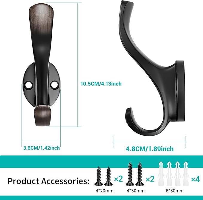 Coat Hooks Heavy Duty - Easy to Install Metal Towel Hooks Screw-in Wall Hooks for Hanging Hat, Towel, Key, Robe, Scarf, Bag, Cap (10 PCS Retro)
