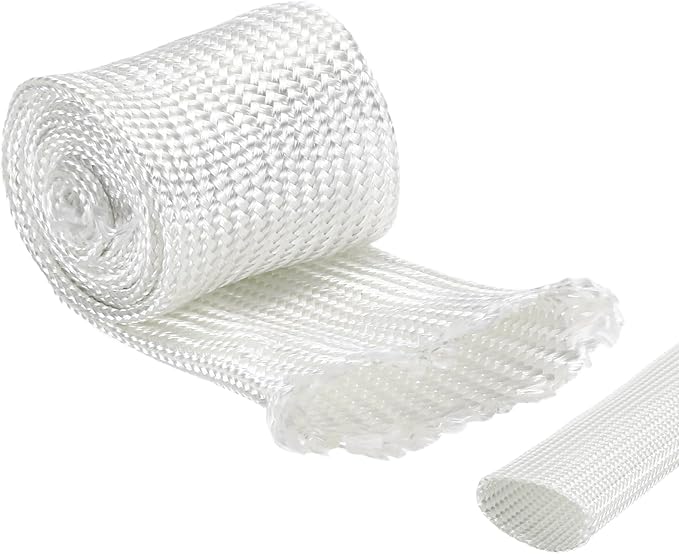 uxcell Insulation Cable Protector,28mm/1.10 Inch-1m/3 Feet High Temp Fiberglass Sleeve White