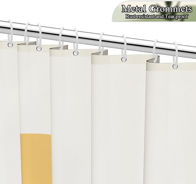 Boho Mid Century Shower Curtain Modern Abstract Sun Tropical Leaves Bathroom Curtain Set Neutral Minimalist Plant Waterproof Fabric Bath Decor with Hooks 48x72 inch