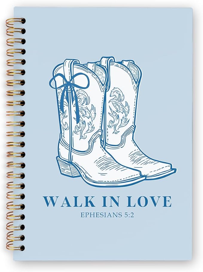 dvhdajed Western Cowgirl Spiral Notebook, Walk in Love Cowgirl Journal Notebooks, Western Preppy Spiral Journal for Girls Women, Cowgirls Office School Supplies Gifts, 5.5x8.3 In