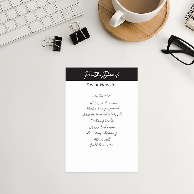 from The Desk of Personalized 4" x 6" Sticky Note Pads/Modern Set of 3 Custom Pads / 50 Sticky Sheets Per Pad/Customized Note Pads Made in The USA