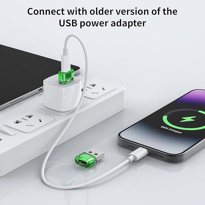 USB to USB-C Adapter 10 Pack, Type C Female to USB Male Power Charger Converter, C to USBA Adapter Compatible for MagSafe Apple Watch Series/SE/Ultra 2 iPhone 15/16/17 Plus Pro Max AirPods Pro