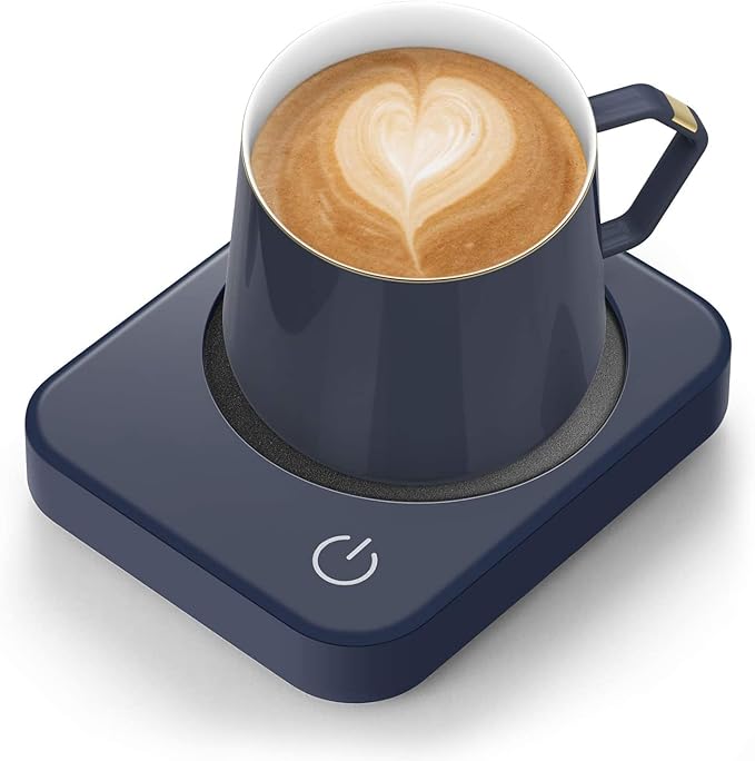 AnbanglinCoffee Mug Warmer, Smart Cup Warmer for Desk, 3 Temperature Control & Auto Shut Off, Electric Cup Warmer for Heating Candle,Milk,Tea,Beverage (Dark Blue-No Cup)