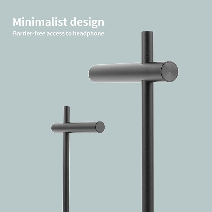 LinNature Aluminum Alloy Headphone Stand for Desk with Non-Slip Base - Universal headset stand Compatible with Over-Ear, On-Ear and Neckband Headphones (Black)