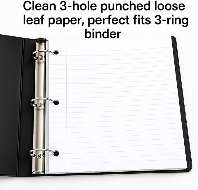WritePads Notebook Paper Wide Ruled Loose Leaf Paper, Standard 8"x10-1/2" Bulk Lined Paper, 3 Hole Punched Filler Paper For 3 Ring Binder,150 Sheets/Pack, 4 Pack, White, MADE IN USA