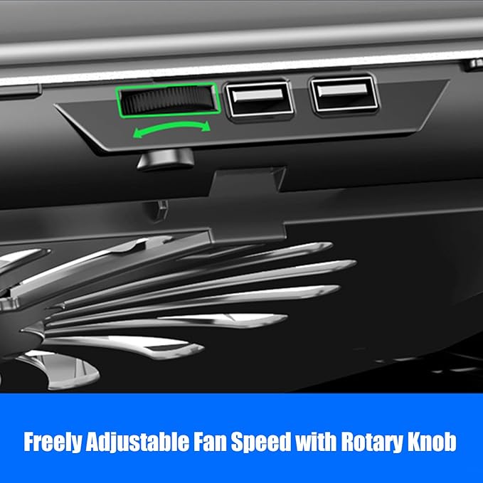 Adjustable Laptop Cooling Pad - Quiet Aluminum Alloy Fan Riser Base, High Airflow Computer Cooler, Ergonomic Design, Ideal for Laptops, Keyboard, Phone, Tablet, Books, Home, Workplace, Dormitory Use