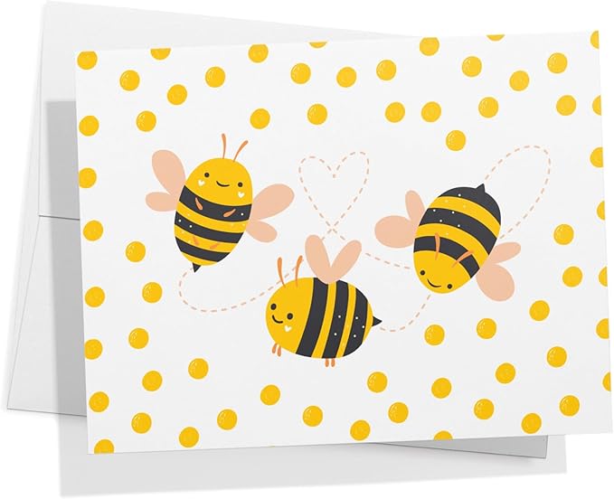 Twigs Paper - Assorted Bumble Bee Greeting Cards - Stationery Cards with Envelopes - Thank You Card - Blank Note Cards - Greeting Cards for All Occasions - Made in USA (5.5 x 4.25, Set of 12)