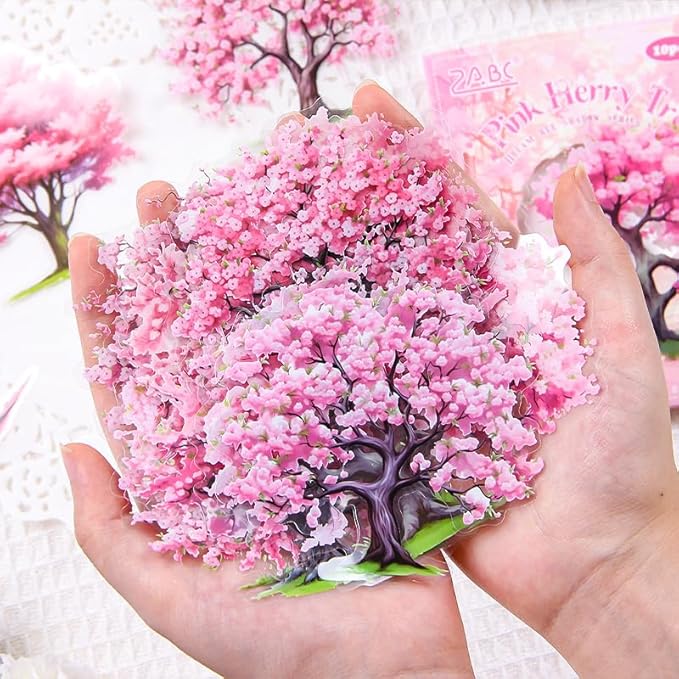 Dwpetzo PET Seasonal Tree Landscape Stickers for Journaling and Scrapbooking, 60 PCS Large Decorative Stickers for Junk Journal Supplies, DIY Crafts Arts, Collage, Albumn