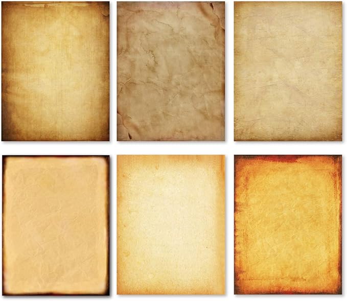 60 Pack Antique Stationery Paper - Old Fashion Aged Classic Vintage Assorted Design – Double-side Parchment Paper - Perfect for Certificate, Crafting, Invitations & other Art Projects - 8.5x11 Inches