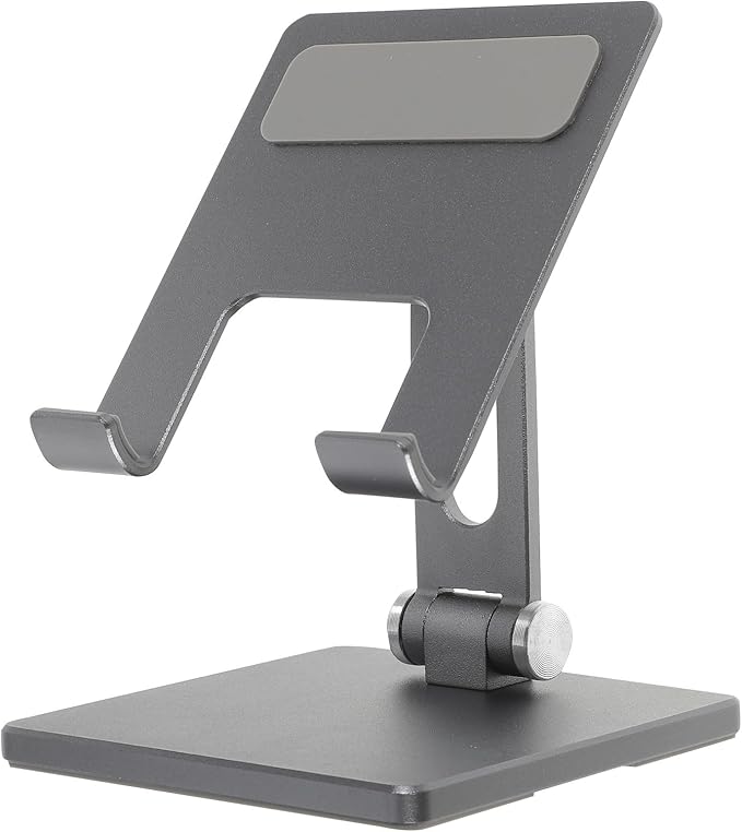 MERRYHAPY Adjustable Foldable Tablet Stand for Desk Metal Tablet Holder Organizer Compatible with Ipad and Multi-Angle Desktop Bracket in Space Gray for Office and Home Use