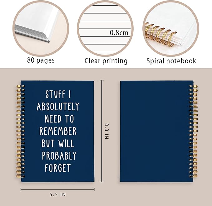 LIANGW Funny Navy Blue Notebooks for Work, Funny Work Gifts for Coworkers & Boss, Coworker Office Gifts for Men Women, Fun Spiral Notebooks Journals for Writing, Funny Office Supplies 5.5x8.3 Inch