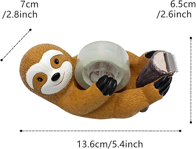 Sloth Tape Dispenser, Cute Desk Tape Holder, Fun and Functional Office Tape Cutter with High Toughness Material, Decorative Tape Dispenser for Home School Office Stationery