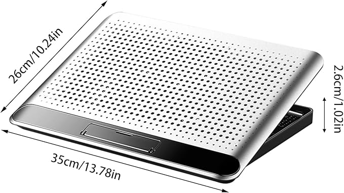 Adjustable Laptop Cooling Pad - Quiet Aluminum Alloy Fan Riser Base, High Airflow Computer Cooler, Ergonomic Design, Ideal for Laptops, Keyboard, Phone, Tablet, Books, Home, Workplace, Dormitory Use