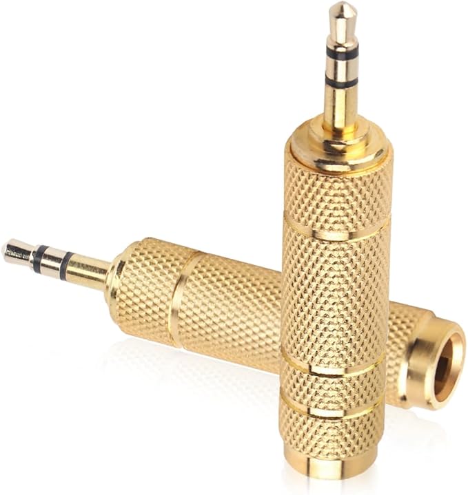 Nadadora 3.5mm Male to 6.35mm Female Stereo Headphone Adapter, 1/8 to 1/4 Audio Jack Converter for Headphones, Guitar Amp, Speaker, Mixer, 2 Pack