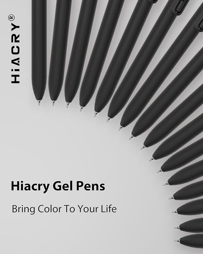 Hiacry 16 Pcs Gel Pens - 0.7mm Fine Point Smooth Writing Fidget Pens, Quick-Dry Long Lasting Black Ink, Office & School Supplies Men Women Student (16 Count, Black Ink)