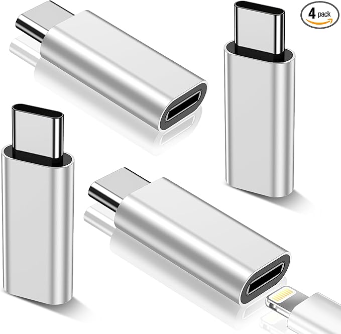 𝟒𝐏𝐚𝐜𝐤 𝐔𝐩𝐠𝐫𝐚𝐝𝐞𝐝 Lightning to USB C Adapter for iPhone 16/15 Pro Max/Plus,Samsung S25,iPad,Not for Audio,Charging & Data Sync ONLY,Type C Charger Connector,for iPhone 16/15 Charger