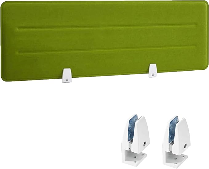 Desk Divider Panel, 34.6" x 11.8", Green – Clamp-On with 2 L-Clips, Soundproof Noise Reducing Privacy Screen for Office or Home Desk, High Quality Polyester