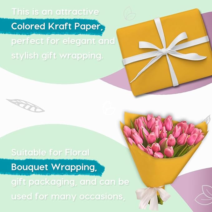 PerkHomy Orange Kraft Paper Roll 48" x 3,600" (300') for Gift Wrapping Bouquet Flower Art Painting Craft Writing Packaging Shipping 80GSM 55LB (Orange, 48" x 300')