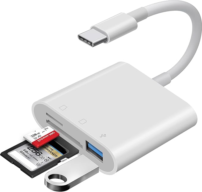 USB-C SD Card Reader, Memory Card Reader for Micro SD/SD Cards, Type C SD Adapter Compatible with iPhone 15 16, Samsung Galaxy, MacBook, iPad and More USB C Devices - 3 Slots