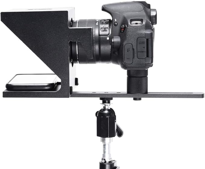 The Original Compact Personal Teleprompter for Video Production. No Studio Required. Perfect for DSLRs, Webcams, and Built-in Laptop Cameras. Use with iOS or Android.