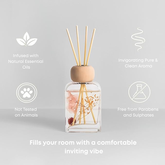 Orelune Reed Diffuser Set Gardenia Floral, 3.4 fl oz - Elegant Home Fragrance with Sticks - Long-Lasting Scented Oil Reed Diffuser for Bedroom, Bathroom Shelf Decor & Living Room(Gardenia Floral)