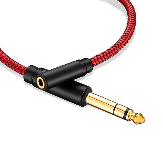 Jelly Direct 6.35mm Male to Female Stereo Headphones Adapter, 15ft, TRS 1/4 to 3.5mm Cord, Quad-Layer Shielded, Gold-Plated Contacts, Premium Metal Shell, 12 Months Warranty