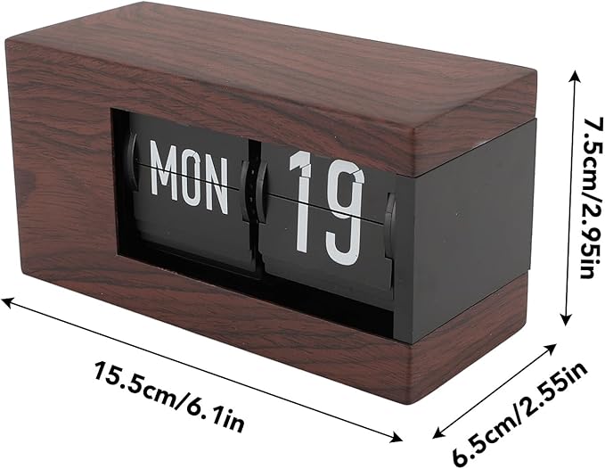 Flip Desk Clock, Intelligent Perpetual Calendar Unique Flip Design Flip Clock 2600Mah Built in Batteries Digital Flip Down Clock for Home Room Office (Wood Grain)