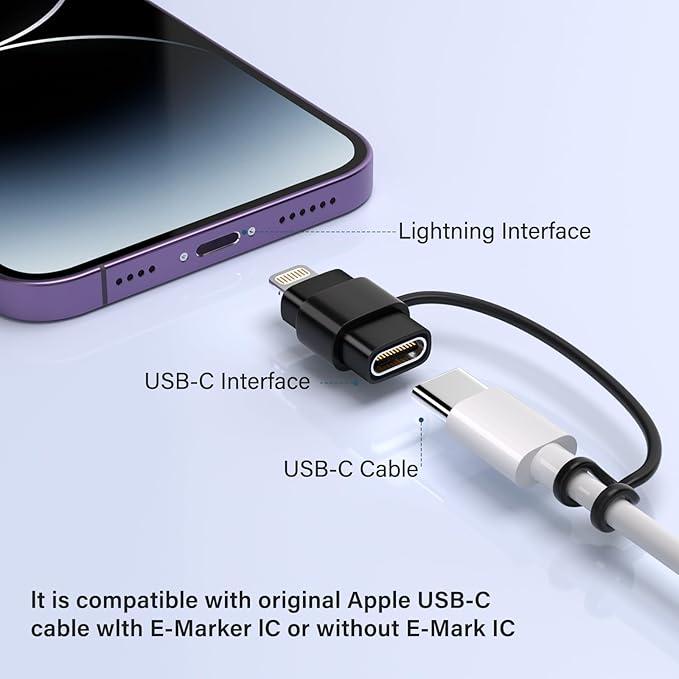 USB C Type C to Lightning Adapter （4 Pack） 1.8-2.2A 15W Fast Charging Support Data Sync,Lightning to USB Type C Cable Adapter for iPhone/iPad/for Airpods,with Anti-Lost Loop,Not for Audio/OTG (Black)