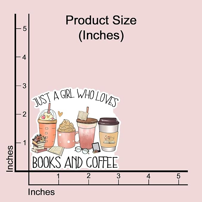 (3pcs) Just A Girl Who Loves Books and Coffee Sticker for Kindle Laptop Water Bottle, Reading Bookish Booktrovert Coffee Caffeinated Lovers Sticker Funny Aesthetic Book Lover Vinyl Decal - 3x3