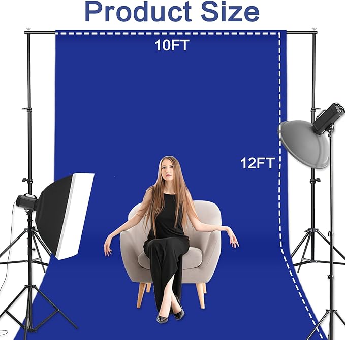 GFCC 10x12FT Royal Blue Backdrop Background Blue Photo Background Photography Backdrop for Photoshoot Screen for Video Recording Picture