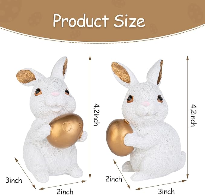 MAIBAOTA Polyresin Bunny Decor with Resurrection Eggs Easter Decoration for Home Spring Decoration for Home Table Decor Rabbit Figurines