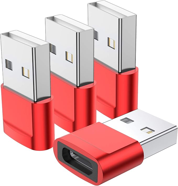 USB C Female to USB Male Adapter (4-Pack),Type C to USB A Charger Converter for iPhone 15 14 13 12 11 Plus Pro Max,Samsung Galaxy Note 20 S24 S23 S22,Apple iWatch Watch Series 7 8 SE,AirPods iPad Pro