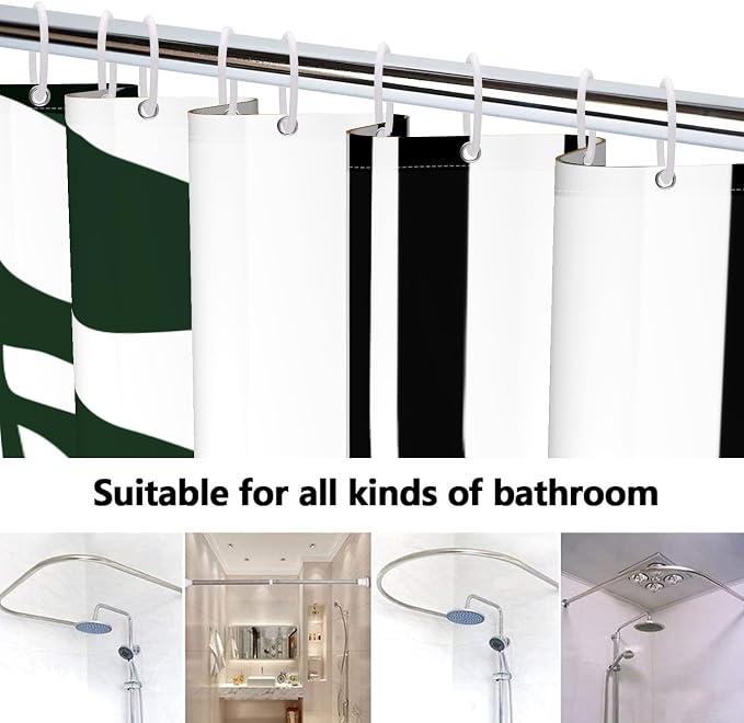 Boho Geometric Shower Curtain White Beige Mid Century Abstract Arch Curve Bathroom Curtain Minimalistic Sun Shower Curtain Sets for Bathroom Extra Long 72x78 in with 12 Hooks