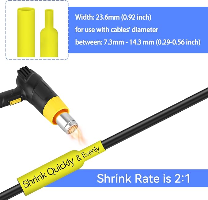 4 Pack Compatible for P-Touch Heat Shrink HSe-651 HSe651 HS651 HS651 23.6mm 0.92 Wire Cable Tube Label Tubing Tape Black on Yellow for PT Ptouch PT-300 H500 E500 E550W D600 P710BT P750W Label Printer