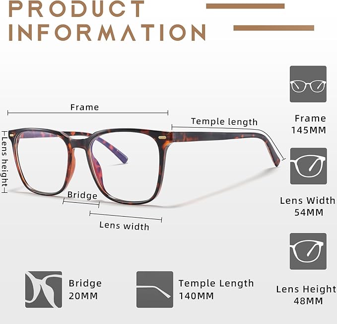 MACJERO Oversized Square Blue Light Blocking Glasses for Women Men, Anti-Fatigue Computer Monitor Gaming Glasses Reduce Eye Strain(((Brown Tortoise)