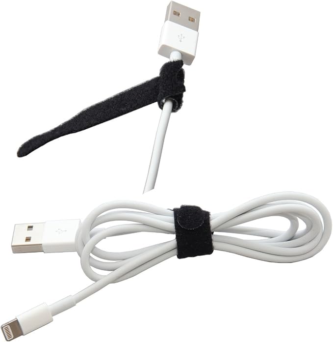 Replacement Cable Tags 1/2" x 2" White Labels Writable 50 Pack for Use on All Types of Hook and Loop Cable Ties and Most Types of Velour Fabric Material - Includes Bonus Permanent Marker