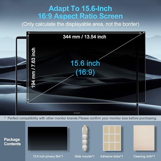 JEAPKA Laptop Privacy Screen Filters 15.6 Inch 16:9 Aspect Privacy Filter for 15.6 Inch Widescreen Laptop Anti-Scratch Protector Film for Data Confidentiality Anti-Glare Laptop Screen Protector