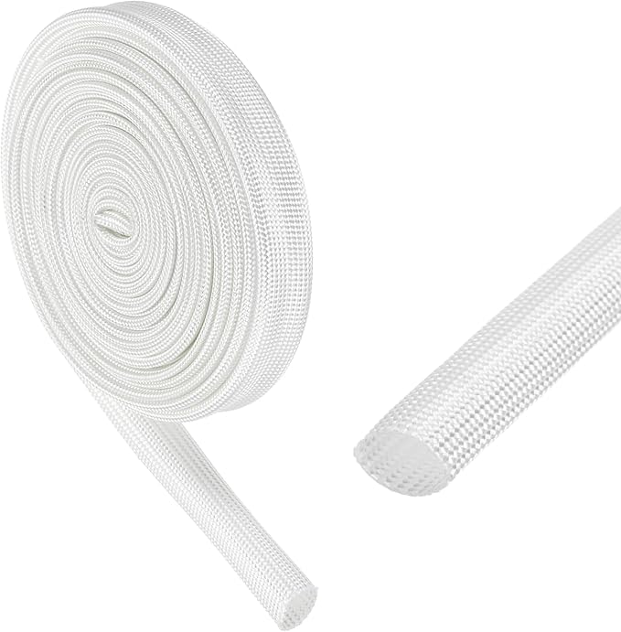 uxcell Insulation Cable Protector,9mm/0.35 Inch-3m/10 Feet High Temp Fiberglass Sleeve White