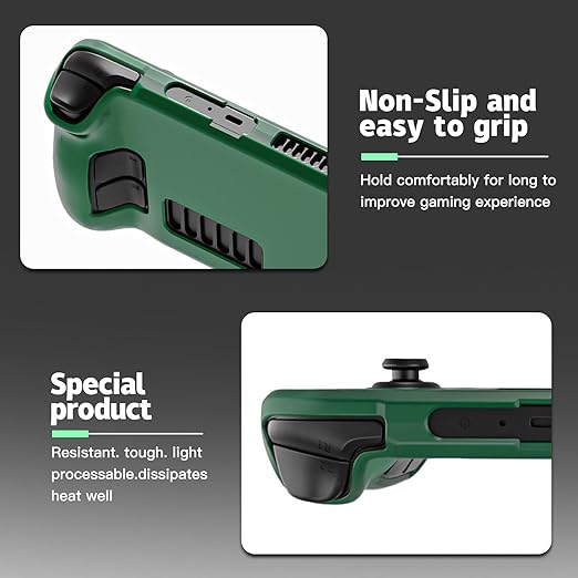 bibuks ﻿Steam Deck Case,Steam Deck OLED Protective Case,Non-Slip Skin Protective Shell Accessories with Kickstand ,2 Screen Protector, 4 Thumb Grip (Green)