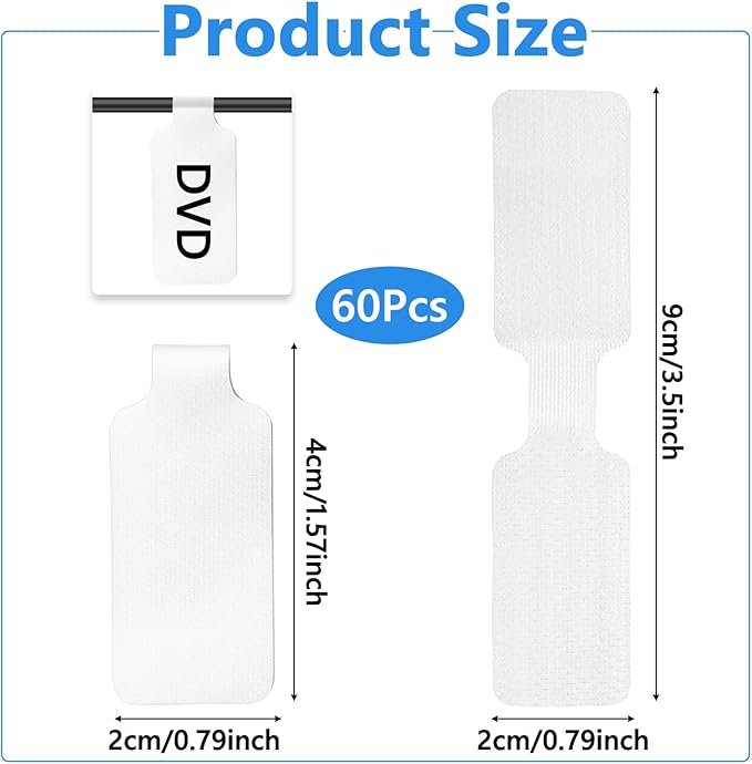 60 Pcs Cable Labels, White Nylon Self-Adhesive Wire Labels, Writable Reusable Cord Tags Electrical Panel Label Cables Markers for Electronics Computer Management and Identification, Home, Office