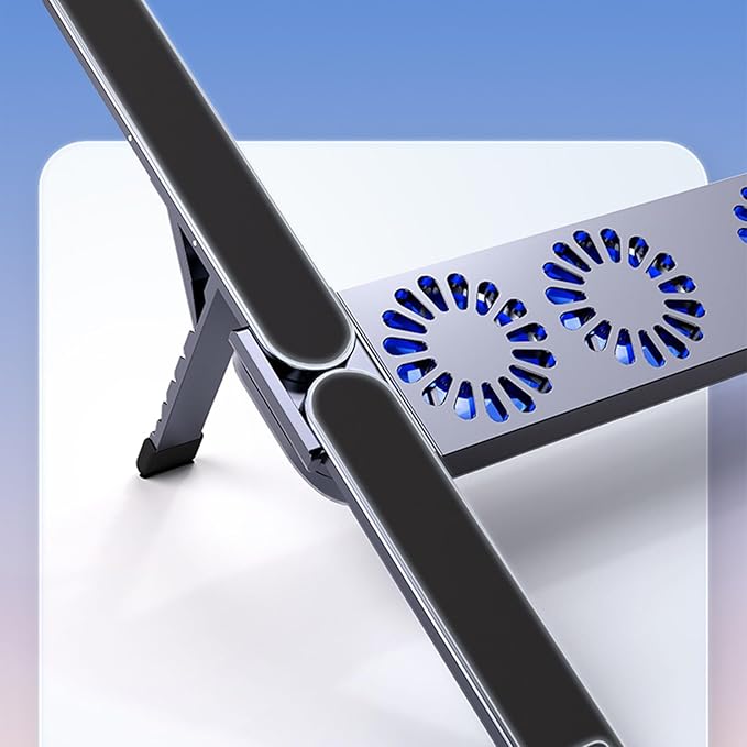 ANGESHA Foldable Laptop Cooling Pad with Quiet Fan and Adjustable Stand for 10-17inch Tablets Aluminum Alloy Design