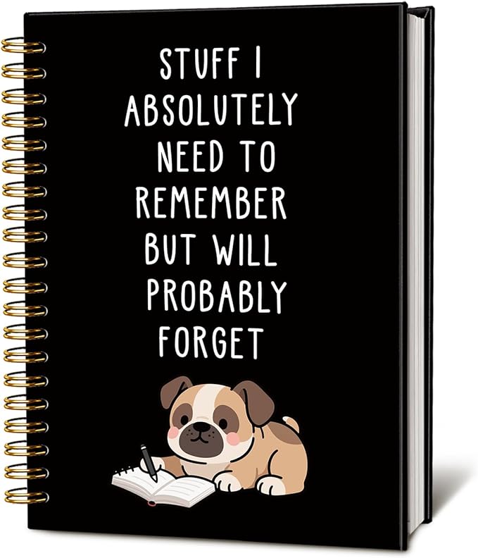 LIANGW Funny Boxer Dog Notebook Journal Gifts for Women & Men, Gifts for Boxer Dog Lovers Notebooks, Funny Gifts for Coworkers, Black Hardcover Spiral Notebook 5.5x8.3 Inch