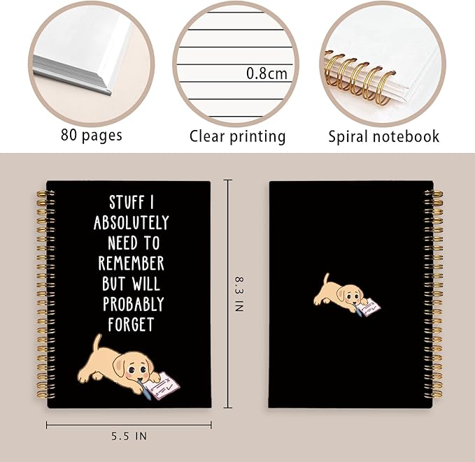 LIANGW Funny Labrador Retriever Puppy Gifts Spiral Notebook Journal, Labrador Retriever Gifts Journal for Writing, Pet Dog Mom Owner Lovers Gift, Dog School Office Stuff Supplies, 5.5x8.3 Inch
