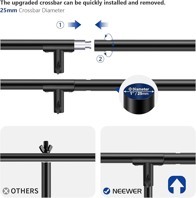 NEEWER T-Shaped Background Backdrop Support Stand Kit, 8.5ft/2.6m Tall Adjustable Tripod Stand and 5ft/1.5m Wide Crossbars with 6 Spring Clamps and 1 Carrying Bag for Studio Photo Video Photography