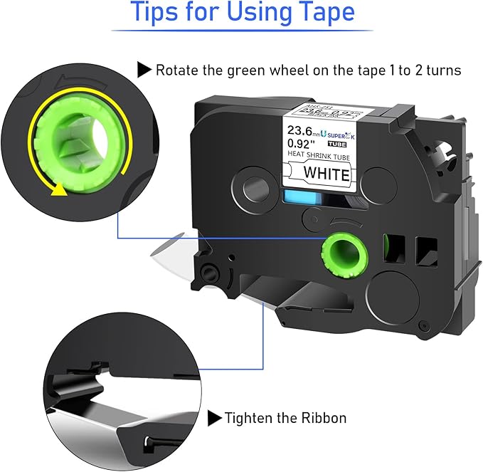 3PK Compatible for Brother Ptouch HSe-251 HSe251 HS-251 HS251 23.6mm 1 inch Black on White Heat Shrink Tube Label Tape for PT-D600 E500 E500VP E550W PT-P700 PT-P750WVP (0.92''x 4.92ft)