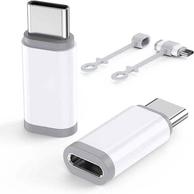 Lightning to USB C Adapter 2 Pack - Fast Charging & Data Transfer USB Type C to Lightning Charger Connector Compatible with iPhone 15/16/17 Pro Max/Plus, Samsung, Pixel - (Not for Audio/OTG)-White